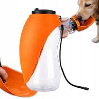 Gertuvė šunims ir katėms su integruotu dubenėliu, 680 ml, oranžinė