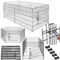 Gyvūnų aptvaras PLAYPEN, juodas, 6 dalys, 88 cm