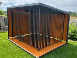 Šunų aptvaras PLAYPEN X-3, 3,1 x 2,4 m, su būda, lengvas surinkimas ir transportavimas