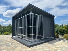 Šunų aptvaras PLAYPEN BOXES X-4, 3,1 x 2,4 m, su būda, lengvas transportavimas ir surinkimas