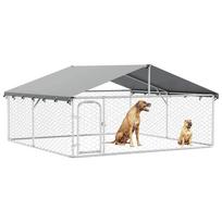 Šunų maniežas PLAYPEN, metalinis, su stogu, 300x300x150 cm