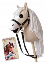 Žaislinis arkliukas lazdoje HOBBY HORSE A3, didelis, smėlio spalvos, su kantaru, pavadėliu ir užrašų knygele