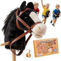 Žaislinis arkliukas HOBBY HORSE A3 su pavadėliu ir kamanomis, dovana – užrašinių rinkinys