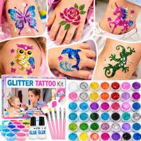 Blizgių tatuiruočių trafaretų rinkinys, 2 vnt., 240 trafaretų