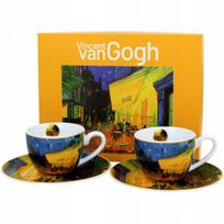 Dvi 110 ml talpos puodeliai su lėkštutėmis kavai Espresso Van Gogh Terrace At Night