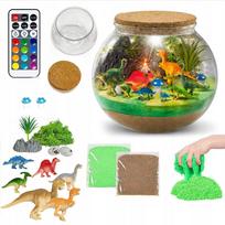 Dinozauro terariumo rinkinys su LED šviestuvu ir figūrėlėmis
