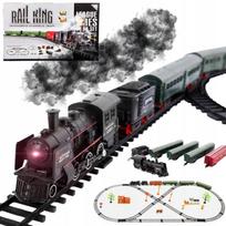 Elektrinis traukinys Rail King, 7 m bėgiai, su dūmais ir šviesa