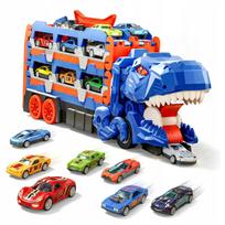 Žaislinis sunkvežimis „3 viename“ su dinozaurų trasa, EYRZUTNIA, 12 automobilių, vilkikas