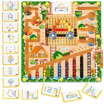 Medinė Montessori magnetinė lentelė-labirintas, skaičiavimo ir rūšiavimo žaidimas