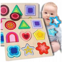 Medinė Montessori dėlionė figūrų rūšiavimui