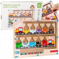 Medinė Montessori magnetinė traukinių spalvų ir skaičiavimo lenta