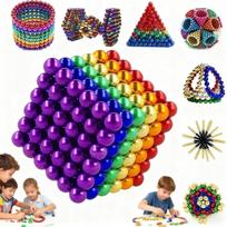 Magnetiniai kamuoliukai, 5 mm, 216 vnt., 6 spalvų, antistresinis žaislas