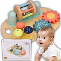 Medinė Montessori sensorinė veiklos lenta su varpeliu, nuo 12 mėn.