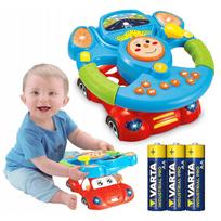 Žaislinis vairas vaikams su LED apšvietimu, muzikos garsais, automobiliui, 3 baterijos