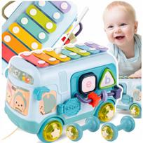 Muzikinis autobusiukas su cimbalais ir barškutis, Montessori žaislas