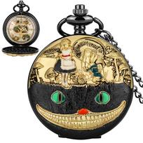 Mr. Rabbit and Girl Vintage Pocket Watch, with Chain, Can Be Used As a Gift, Necklace Pendant, Party Gift Jewelry Accessory beige