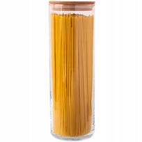 Stiklainis 1830ml su mediniu dangčiu makaronams ir maisto produktams