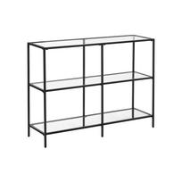 VASAGLE Console Table, Sofa Table with 3 Shelves, Tempered Glass Shelf, 30 x 100 x 73 cm, Steel Frame, Modern, for Hallway Living Room Bedroom, Black juoda
