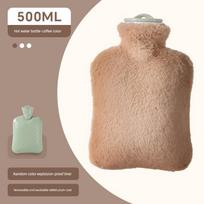 Japanese-Style Thermal Velvet Hot Water Bottle, Thickened Long Strip Water-Filled Heating Pad for Bed, Warm Hand Warmer 500ML rožinė