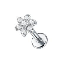 1 vnt. Titano Ausies Kremzlės Auskarai Stud Moterims Vidinis sriegis Cirkonio Gėlė Ausies Lobe Tragus Helix Lūpų Žiedai Papuošalai 16G 16G 1.2x6mm white