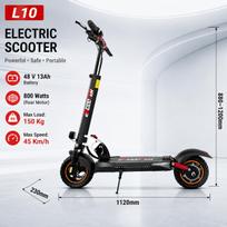 800W Powerful Electric Scooter 48V 13Ah Max Speed 45km/h Long Range 10'' Tires Dual Shock Absorbing Folding EScooter for Adults L10-1-TT