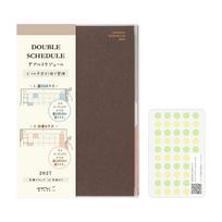 Midori Double Schedule Planner 2027 B6 Monthly Limited Stickers Dark Brown (Starts October 2026) beige