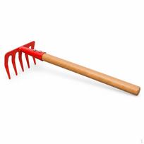 Gardening Hand Tools Set for Planting, Weeding, Soil Loosening, and Digging Thickened Small Hoe, Weeding Wooden Handle 6-Tooth Rake
