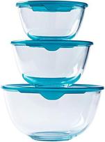Pyrex® Prep & Store stikliniai indai su dangteliais 0.5l, 1l, 2l, be Bpa, 3 vnt.