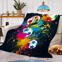 Futbolo motyvo jaukus pledas, šilti ir purūs vaikiški futbolo pledai, flanelinis pledas, mikropluošto sofos pledas, kambario dekoracija (futbolas A, 150 x 200 cm)