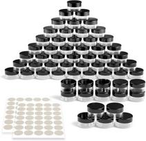 Newaner 60 indelių rinkinys, 10 g 10 ml, kremo indeliai, tušti indeliai, permatomi indeliai su užsukamu dangteliu, indeliai su lipdukais, idealūs makiažui, kremams, losjonams, mini žvakėms (juodi)