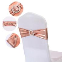 10pcs/50pcs Rose Gold Silver Metallic Spandex Chair Sash Band Knot Elastic Stretch Hotel Party Wedding Chair Bow Tie 10 pcs povo mėlyna spalva