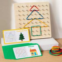 Montessori mediniai vaikiški edukaciniai žaislai Vinutės lentelės Geometrija Matematikos mokymo priemonės Formų pažinimui Vaizduotei lavinti beige