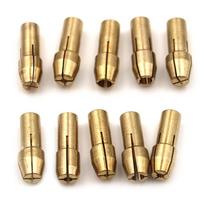 10 vnt žalvariniai grąžto griebtuvai, 0,5–3,2 mm 4,8 mm kotas, skirtas sukamajam įrankiui