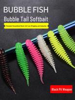 3.5cm Japanese Needle Tail Micro Jigging Rod with Soft Bait Lure for Green Perch & Mandarin Fish - 4.8cm Straight Tail Worm 3cm, 20 pieces balta