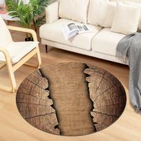 Medžio rašto apvalus kilimas namų svetainei, miegamajam, virtuvei, vonios kambariui, grindų kilimėlis, dekoratyvinis neslystantis apvalus kilimas, zoninis kilimas 60cm beige