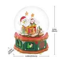 Robotime Rolife Christmas Town Music Box Crystal Ball Birthday Gift for Girls Children Christmas Gift Music Crafts brown