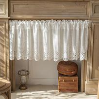 Medinio namo medvilninė užuolaida, elegantiškas gėlių nėrinių langų apdangalas, balta gėlių trumpa užuolaida virtuvei, miegamajam, knygų lentynai, 1 vnt. W100xH50cm&Rod Pocket white
