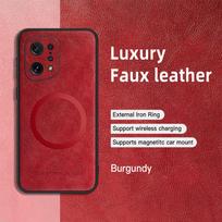 OPPO Find X5 X5 Pro PU odinis magnetinis žiedas minkštas kraštas apsaugantis nuo kritimo ir pirštų antspaudų telefono dėklas For OPPO Find X5 raudona