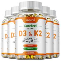 Didelės koncentracijos vitamino D3 ir K2 minkštos kapsulės: Palaiko kalcio absorbciją, kaulų sveikatą ir imuninę funkciją 120*5