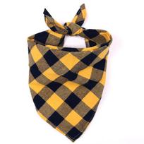 Naminių gyvūnų šunų bandana Medvilninis languotas skalbiamas trikampis šalikas seilinukas peteliškė antkaklis seilių rankšluostis katėms šunims naminių gyvūnėlių kostiumų aksesuarai (YELLOW,S) geltona