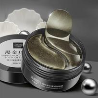 Black Pearl Golden Eye Kaukės 60vnt Hidrogeliniai akių pleistrai Atkuriamoji raukšles šalinanti priemonė Dark Circle Anti Age drėkinamoji akių kaukė juoda
