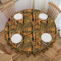 Round Gustav Klimt Spiral Tree Art Tree of Life  Table Cover Gold and black  Tablecloth for Dining 70 inch Table Cloth 70inch(178cm) black
