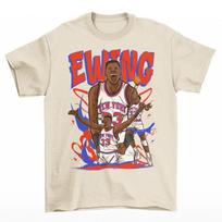 Patrick Ewing Cartoon Style New York Basketball T-Shirt S beige