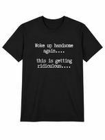 Woke Up Handsome Again Funny Vintage Cotton Men's T-shirt S black