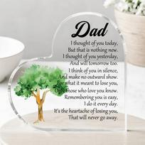Heart-Shaped Dad Memorial Plaque |  The Heartache of Losing You  Acrylic Keepsake for Desk Decor And Remembrance, Bereavement Decor for Home, Altar An 10x10cm gray