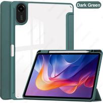 Case for Redmi Pad 2 (11 inch) , Trifold Stand Case with Pencil Holder, PU Leather Clear Transparent Back Cover For Redmi Pad 2 rožinė