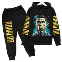Autumn Children 2pcs Set Fashion Ronaldo Cr7 Hoodie+Pants Suit Kid Boys Girl Clothes Casual Sportwear Football Star Tracksuits 160 white
