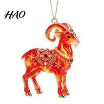 Festive Atmosphere Props 2D Acrylic Goat Christmas Tree Pendant, Keychain Bag Charm, Cute Sheep Rearview Gift for Holiday Season Mirror Hanging red