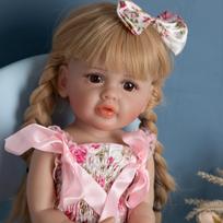 55 CM Reborn Baby Dolls Viso kūno Silikoninis Vandeniui atsparus Mažylis Lėlė Princesė Betty Minkštas prisilietimas, skirtas vaikučiui gimtadienio proga 55 cm ruda