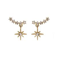 Nieuwe Gecontracteerde Delicate Crystal Star Temperament Drop Oorbellen Vrouwen Koreaanse Klassieke Stijl Kleine Oorbellen Goud-kleur beige
